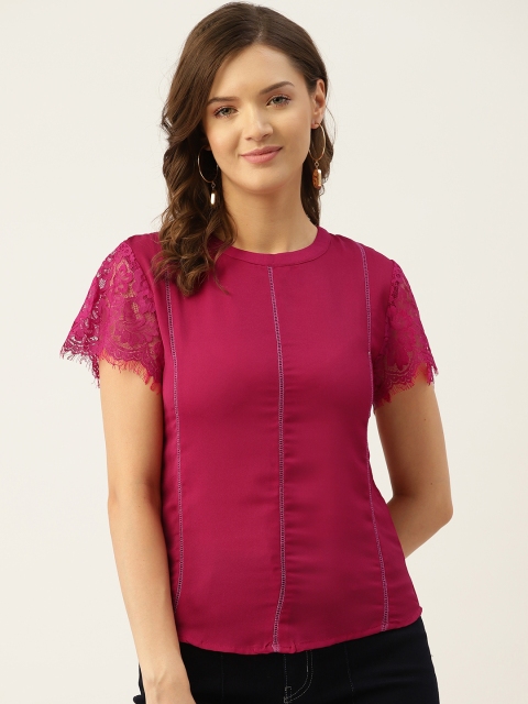 

Marc Loire Magenta Solid Crepe Regular Top