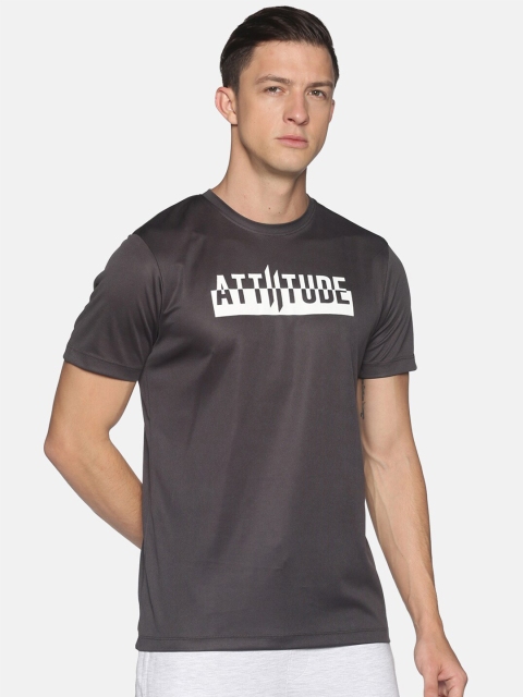 

ATTIITUDE Men Grey Typography Printed T-shirt