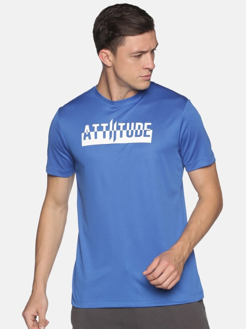 

ATTIITUDE Men Blue Typography Printed Applique T-shirt