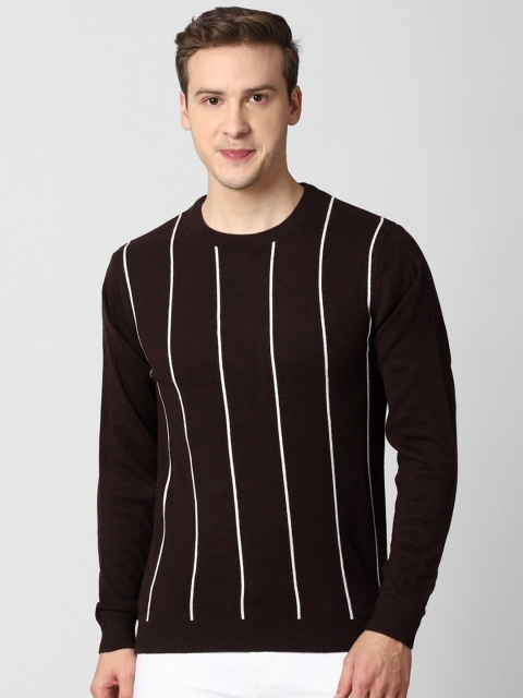 

Peter England Casuals Men Brown & White Striped Pullover