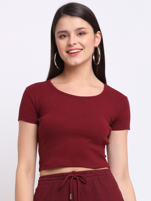 

THE UKKIYO LIFE Maroon Fitted Crop Top