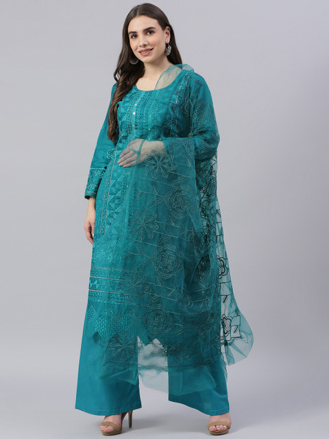 

Readiprint Fashions Blue Embroidered Pure Cotton Unstitched Dress Material