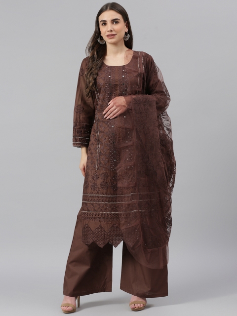 

Readiprint Fashions Brown Embroidered Pure Cotton Unstitched Dress Material