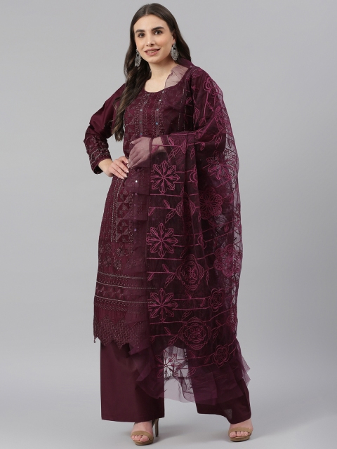 

Readiprint Fashions Purple Embroidered Pure Cotton Unstitched Dress Material