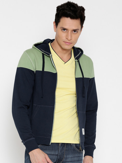 

Flying Machine Men Navy Blue Colourblocked Sweatshirt