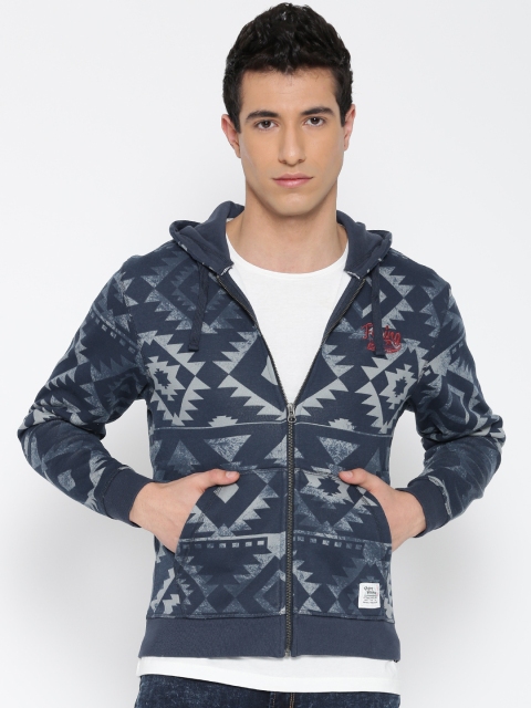 

Flying Machine Men Navy Blue Printed Sweatshirt