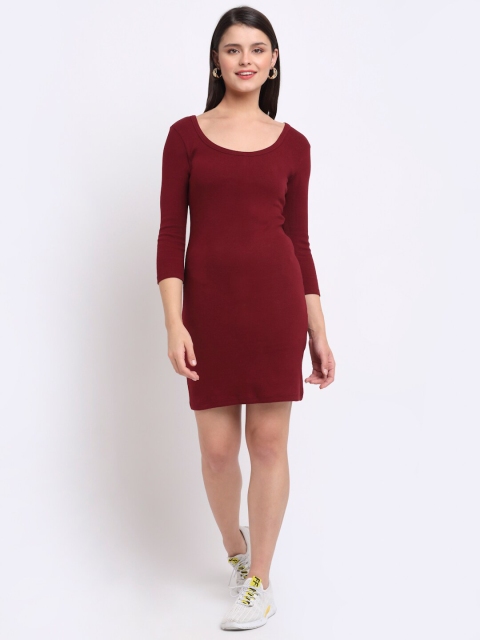 

THE UKKIYO LIFE Maroon Bodycon Dress