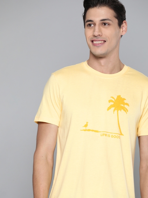 

Mast & Harbour Men Yellow Typography PrintedvPure Cotton T-shirt