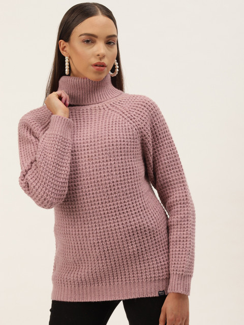 

BROOWL Women Mauve Woollen Pullover