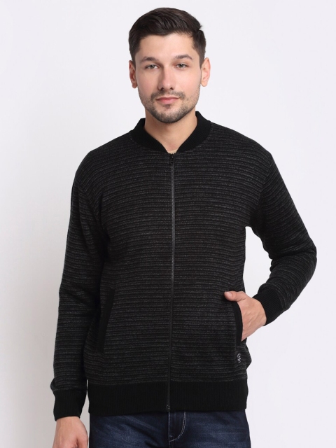 

Cantabil Men Black Striped Woolen Cardigan
