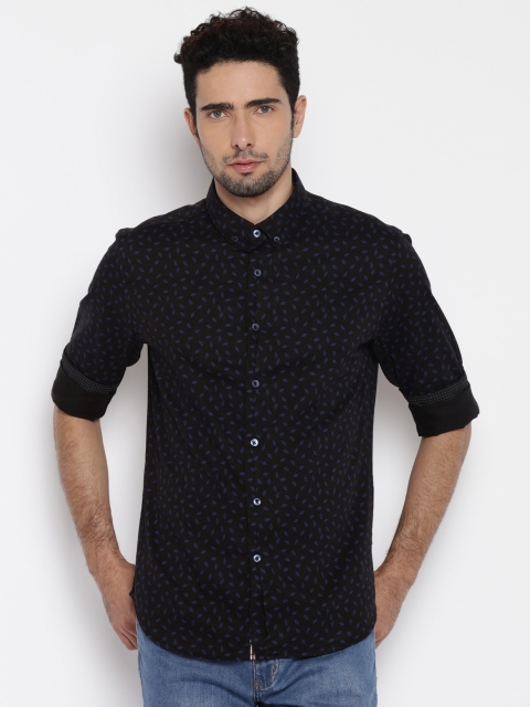 

Flying Machine Men Black Slim Fit Printed Casual Shirt