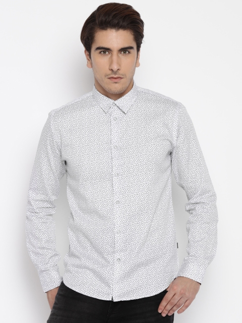 

Flying Machine Men White Slim Fit Printed Casual Shirt