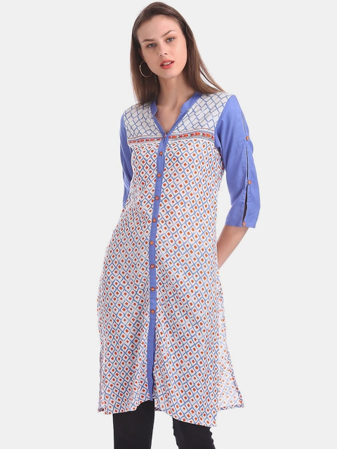 

Karigari Women White Printed Kurta