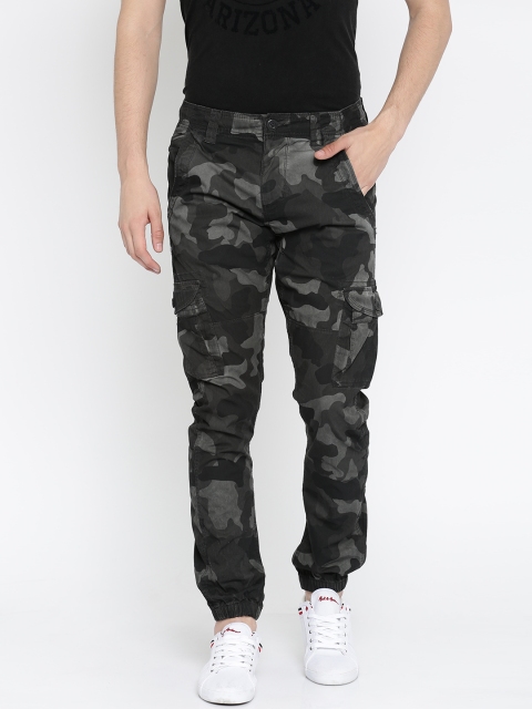 

Flying Machine Men Black Camouflage Print Trousers