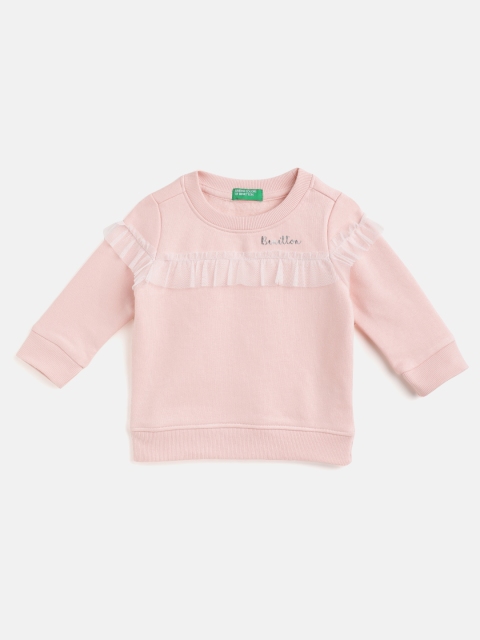 

United Colors of Benetton Girls Pink Solid Sweatshirt