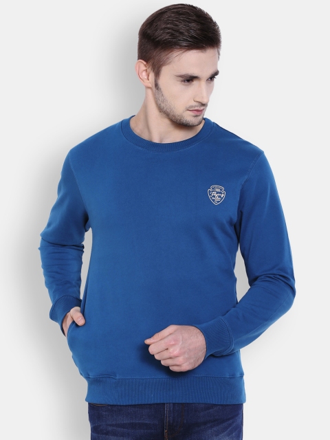 

Flying Machine Men Blue Solid Pullover Sweatshirt