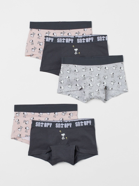 

H&M Girls Grey 5-pack Printed Boxer Briefs