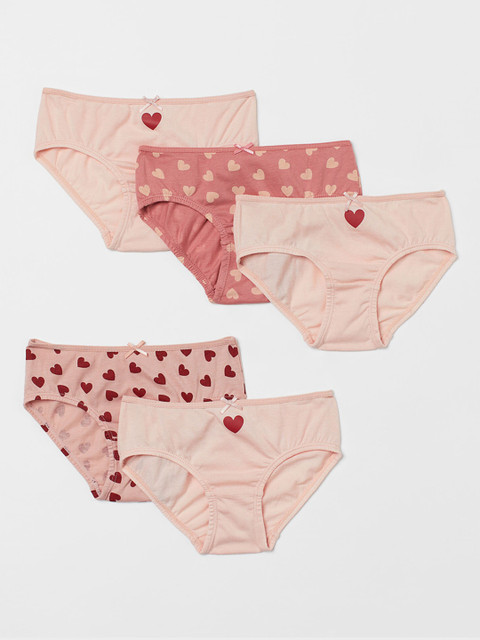 

H&M Girls 5-pack Printed Cotton Briefs, Pink