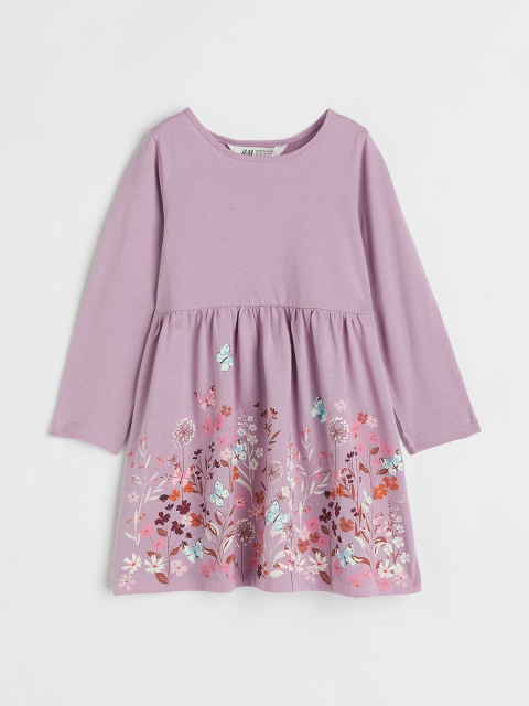 

H&M Girls Purple Printed Cotton Jersey Dress