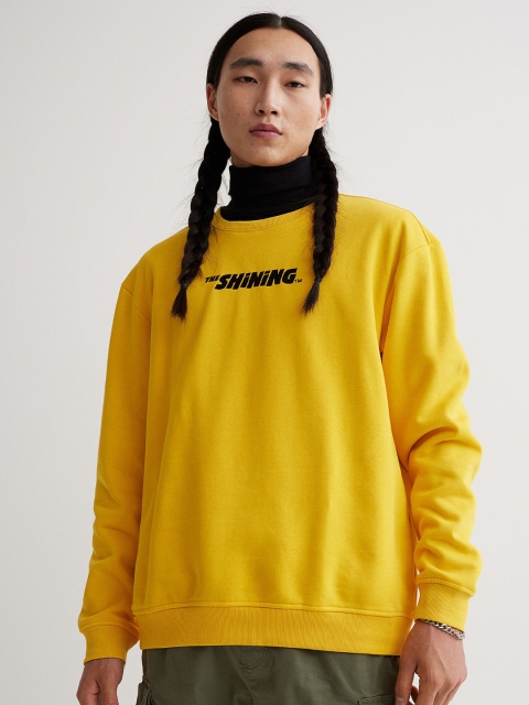 

H&M Men Yellow & Black Typography Printed Sweatshirt