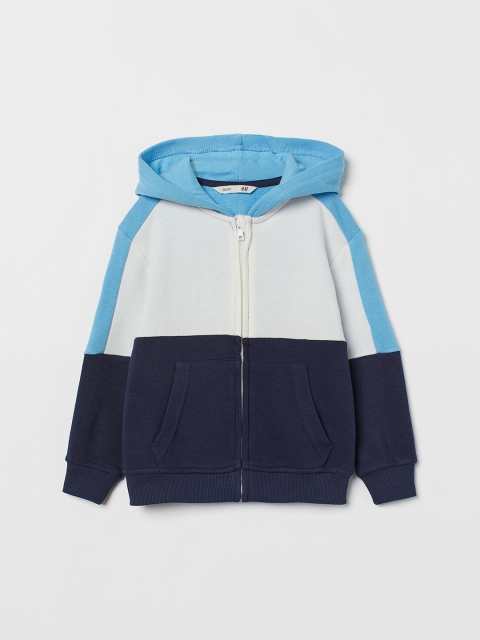 

H&M Boys Blue & White Colourblocked Zip-Through Hoodie