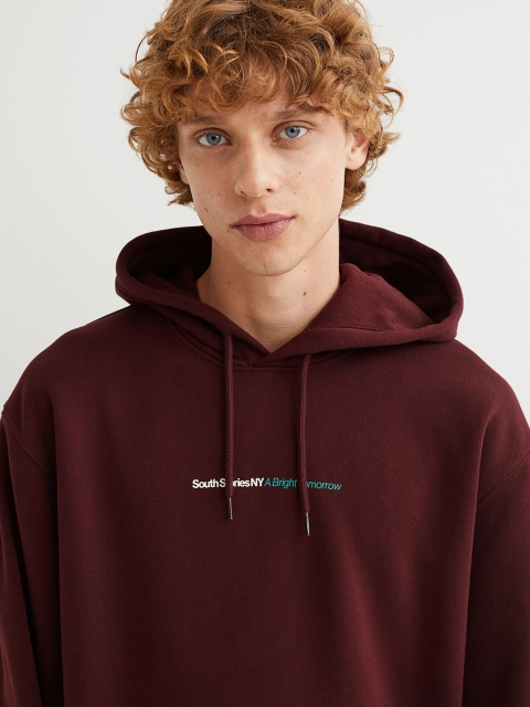 

H&M Men Maroon Relaxed Fit Hoodie