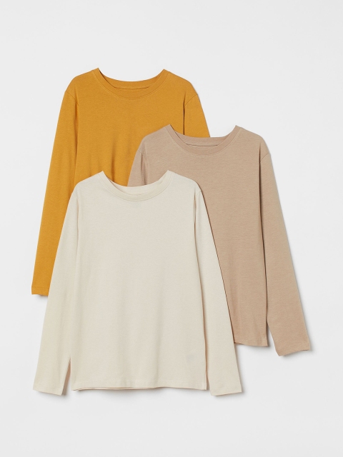 

H&M Boys Yellow & Beige 3-pack Jersey Tops
