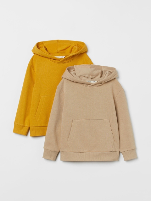 

H&M Boys 2-Pack Yellow & Beige Solid Hoodies