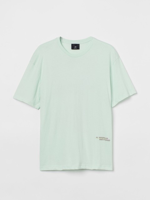

H&M Men Turquoise Blue Printed T-shirt
