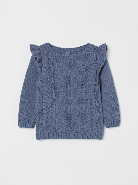 

H&M Girls Blue Textured-Knit Jumper