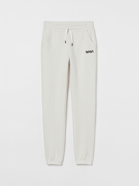 

H&M Girls White NASA Featured Pure Cotton Joggers