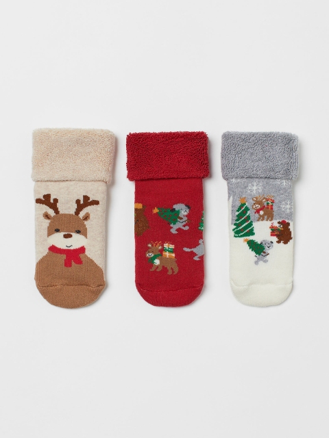 

H&M Girls Multicoloured 3-pack Terry Socks, Grey