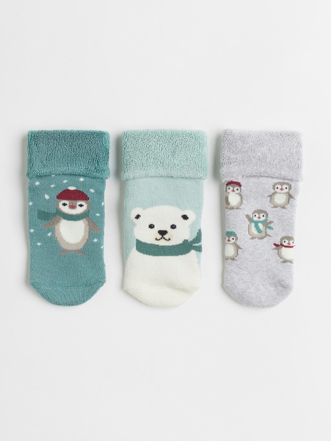 

H&M Girls 3-pack Terry Socks, Green