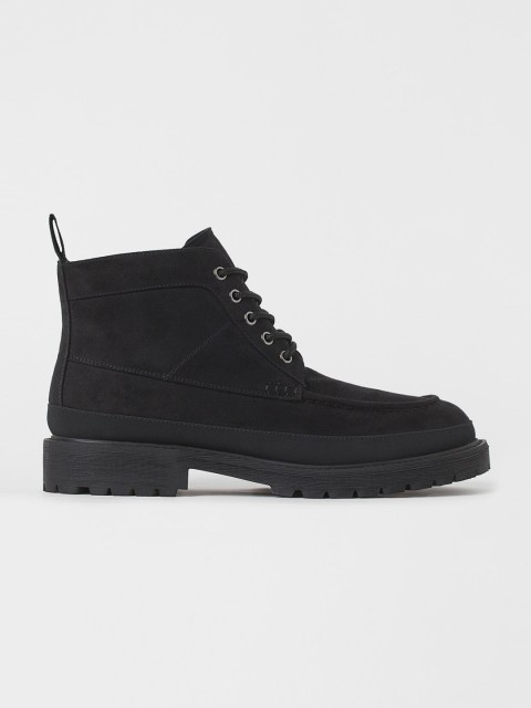 

H&M Men Black Solid Imitation Suede Boots