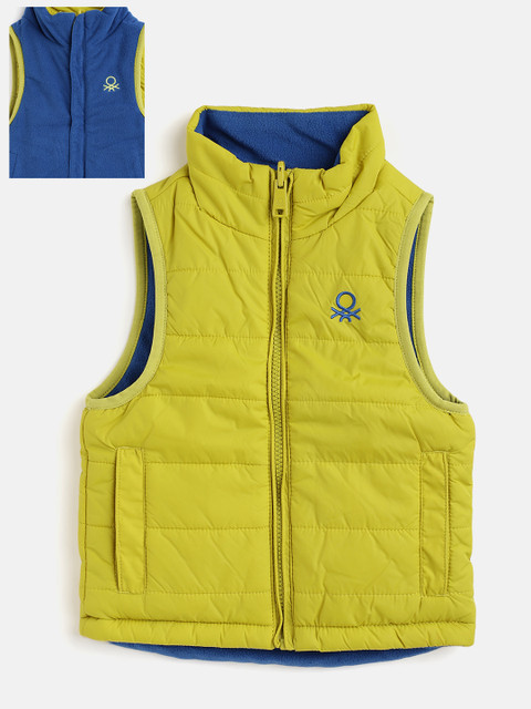 

United Colors of Benetton Kids Mustard Yellow & Blue Reversible Padded Jacket