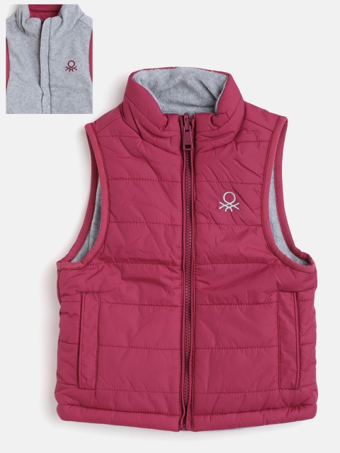 

United Colors of Benetton Kids Pink & Grey Melange Reversible Padded Jacket
