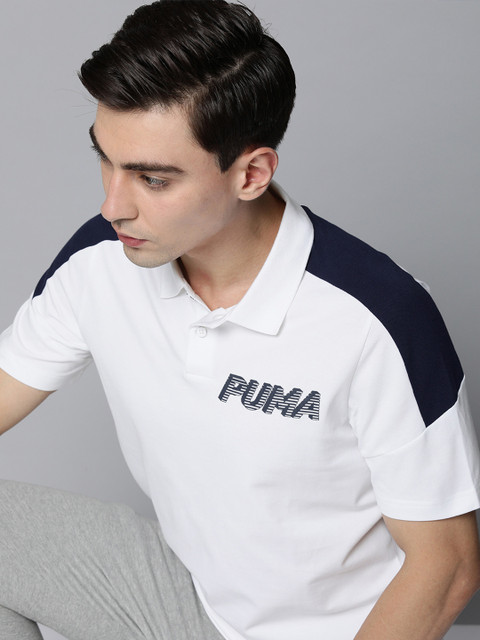 

Puma Men White Modern Sports Polo Collar T-shirt