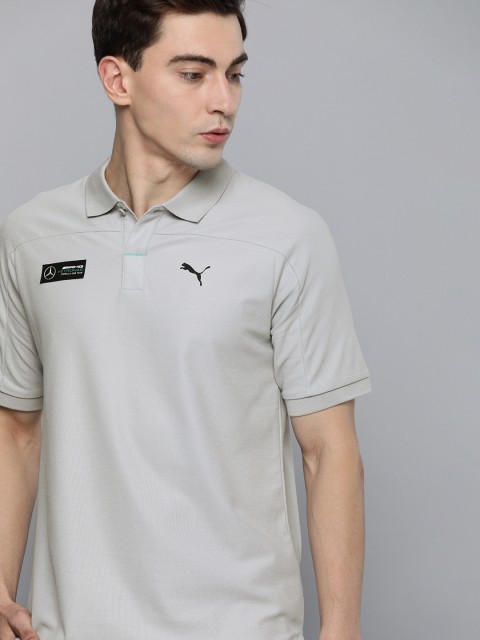 

PUMA Motorsport Men Grey Solid Mercedes F1 Polo Collar T-shirt