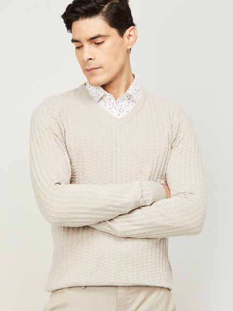 

CODE by Lifestyle Men Beige Self Design Pullover