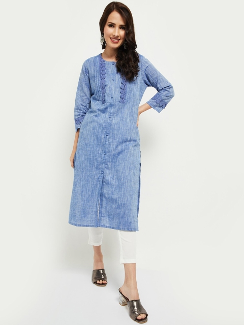 

max Women Blue Ethnic Motifs Embellished Kurta