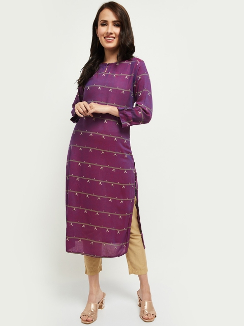 

max Women Purple Geometric Kurta