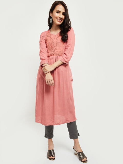 

max Women Pink Solid Kurta