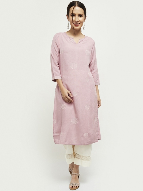 

max Women Purple Flared Sleeves Chikankari Anarkali Kurta