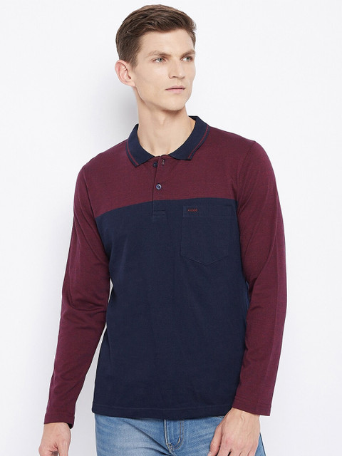 

Adobe Men Navy Blue Colourblocked Polo Collar T-shirt