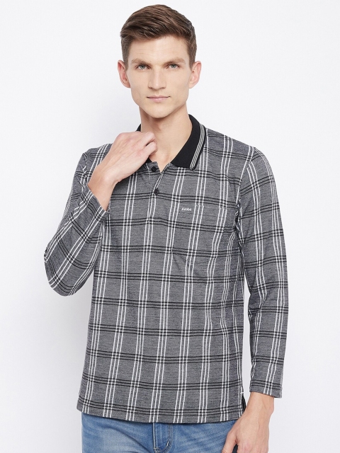 

Adobe Men Grey Checked Polo Collar T-shirt