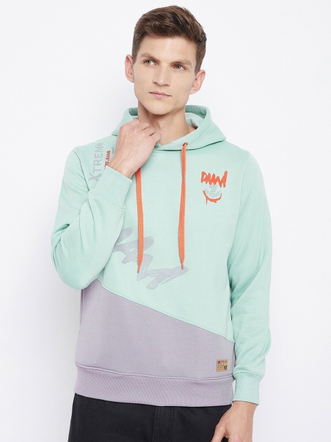 

Adobe Men Green Printed Hooded Sweatshirt