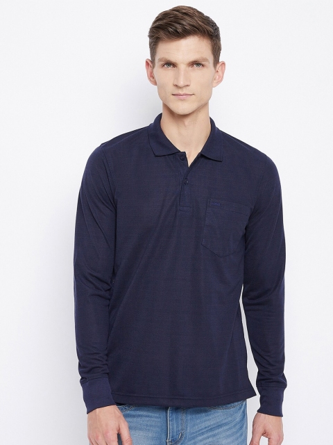 

Adobe Men Navy Blue Polo Collar T-shirt