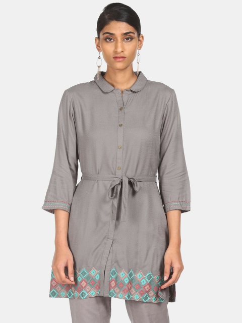

Karigari Women Grey Pathani Kurta