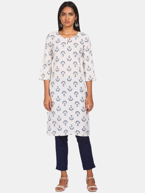 

Karigari Women White Ethnic Motifs Printed Gotta Patti Kurta