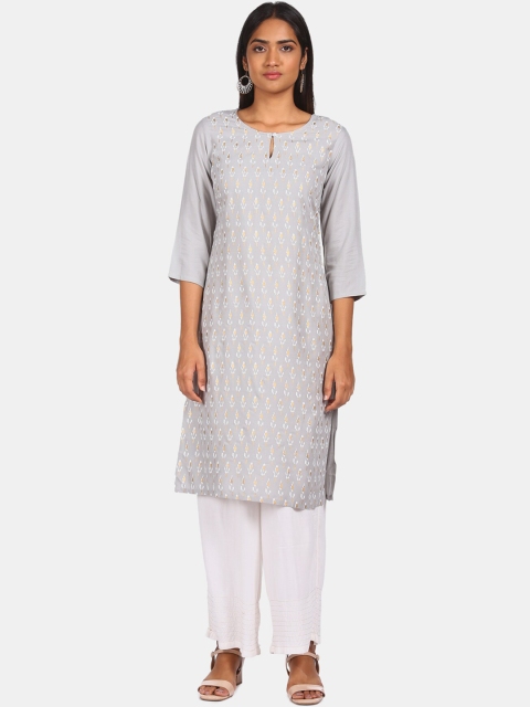 

Karigari Women Grey Ethnic Motifs Printed Kurta